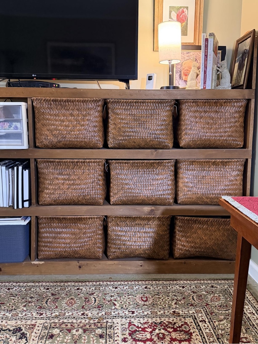 Handwoven Storage Basket with Leather Handles - Picture 5 of 5